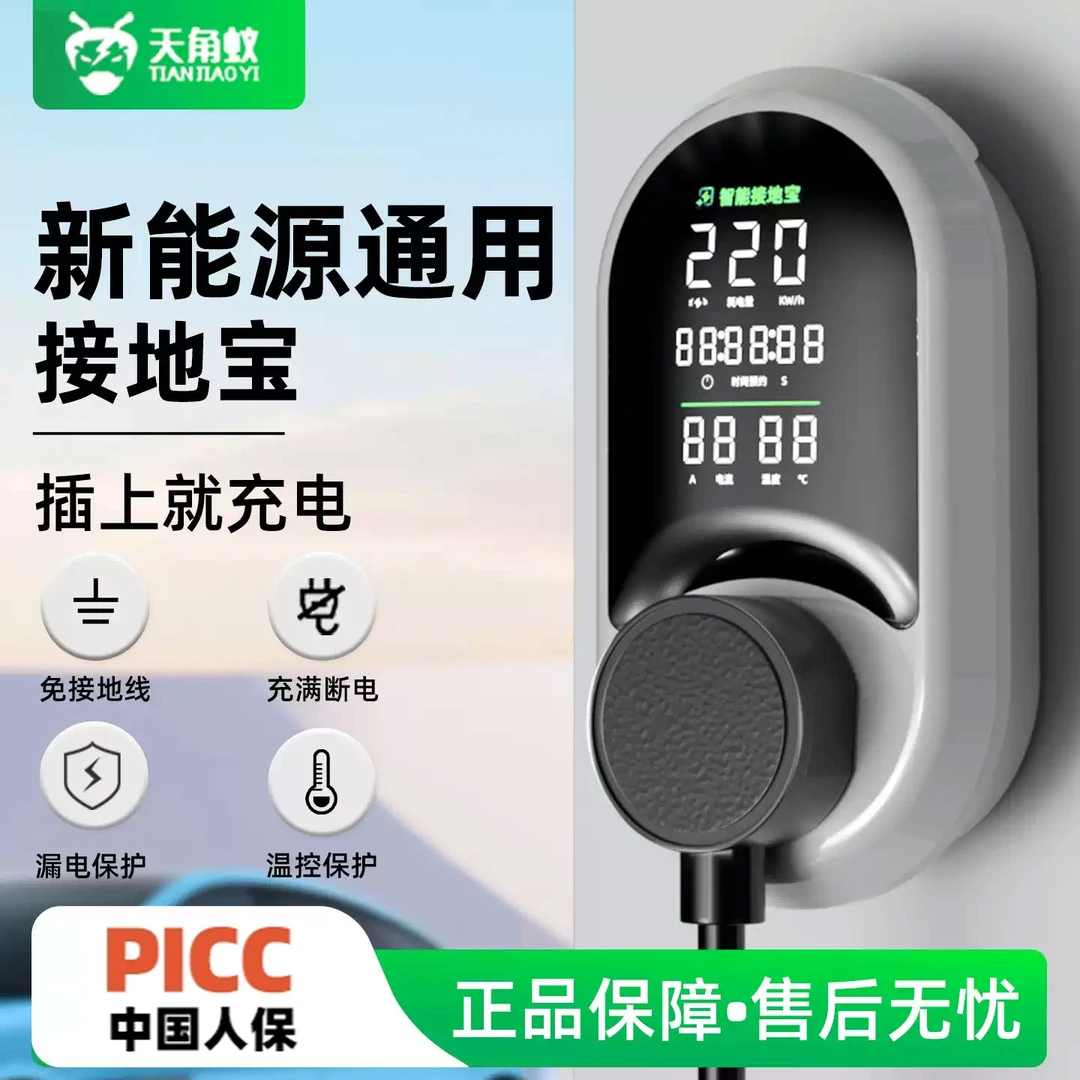 新能源车电动汽车充电转换器免地线接地宝通用插座10a转16a随车充