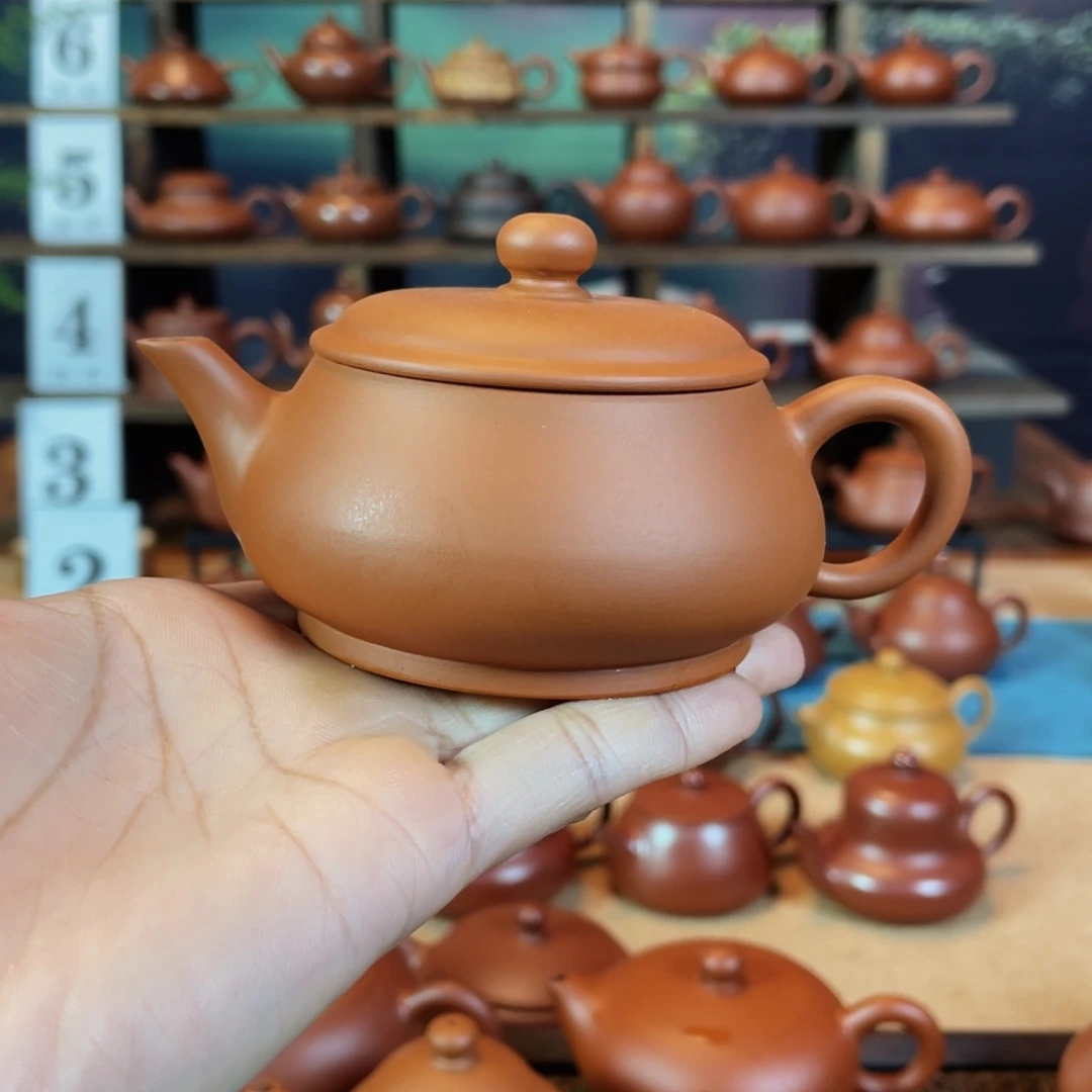 茶壶紫砂潮州手工手拉鸡蛋黄明炉壶120cc不退换壶