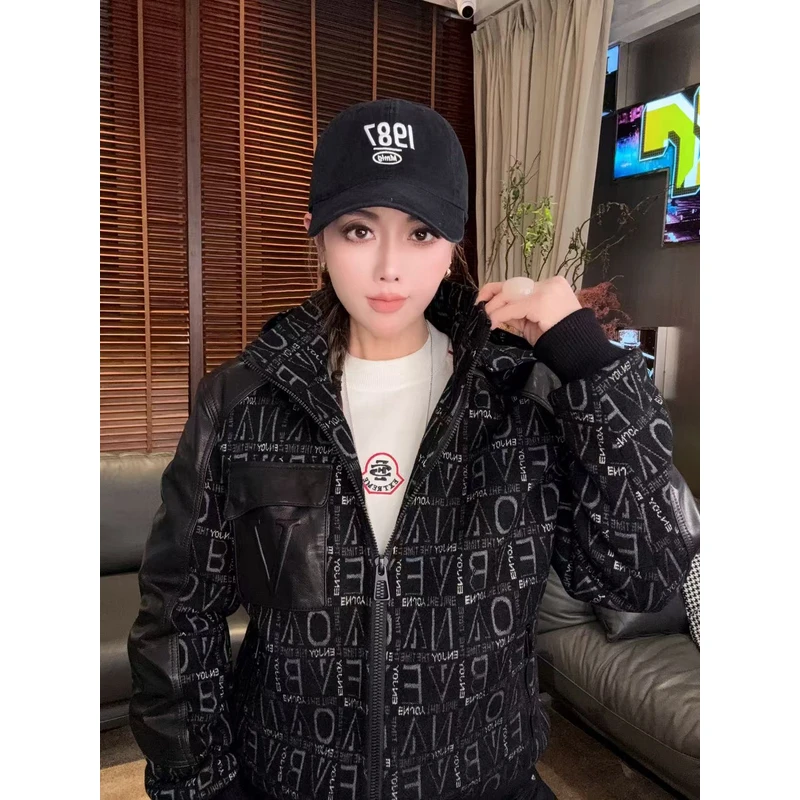 【JDKJ】潮品高端秋冬气质休闲男士羊毛白鸭绒拼接真皮羽绒服Y98