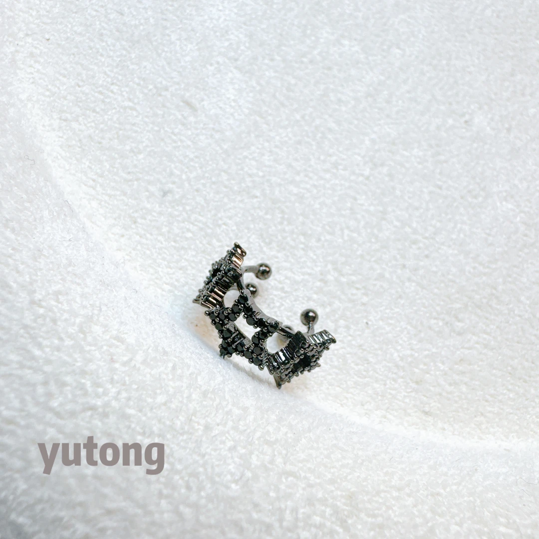 铜合金合成锆石耳饰 【雨桐轻奢饰品】设计款耳夹YT02337#1