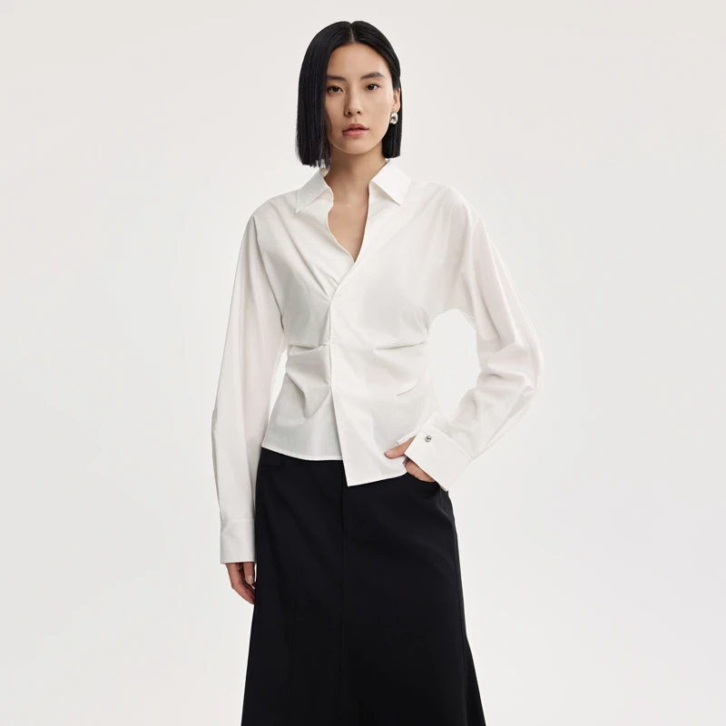 【专柜款衬衫】25年夏季新款气质收腰设计师款百搭衬衫9291