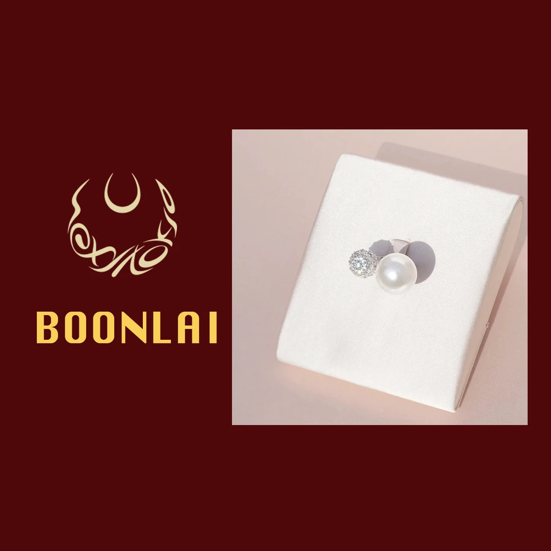 铜合金仿珍珠戒指 Boonlai 银色满钻球球珠珠戒指4121