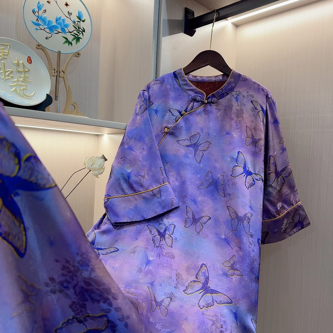 琉璃-2025新中式夏季复古绣花改良格格旗袍连衣裙