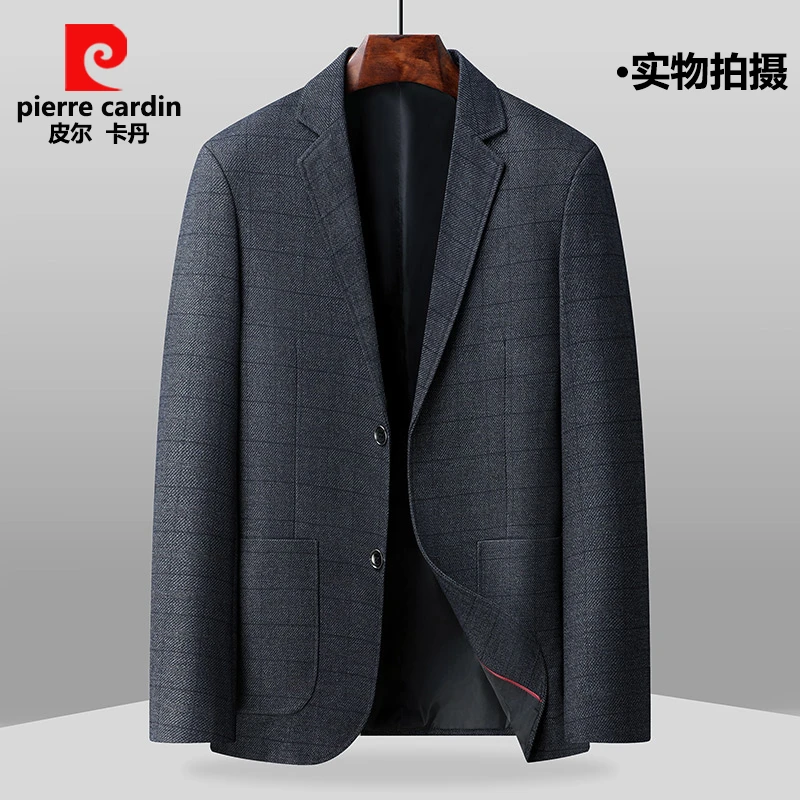 皮尔卡丹春夏高档休闲薄款单西外套商务中流夏男男士男士两粒西装
