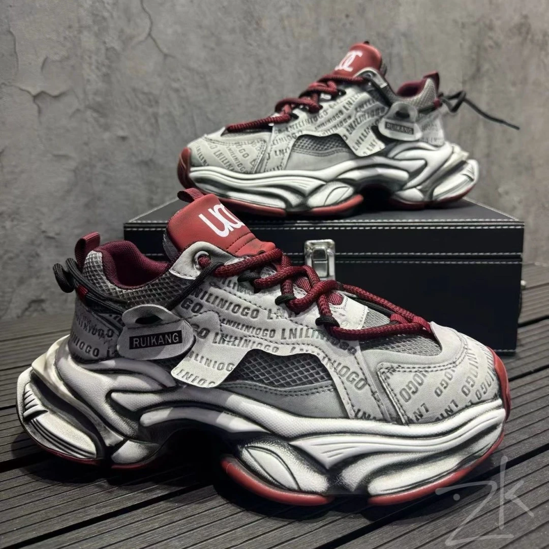 男鞋痞帅秋季新款老爹鞋复古做旧休闲鞋男潮流鞋子透气厚底增高鞋