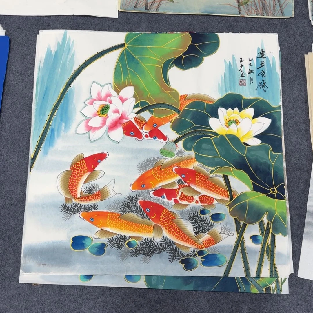 国画68×68金线鱼画画画画