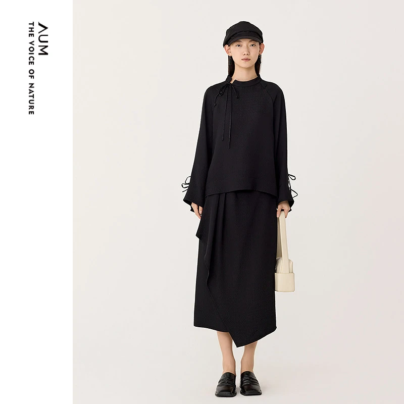 【粉丝专享】AUM/噢姆圆领新中式优雅时尚气质长袖衬衫