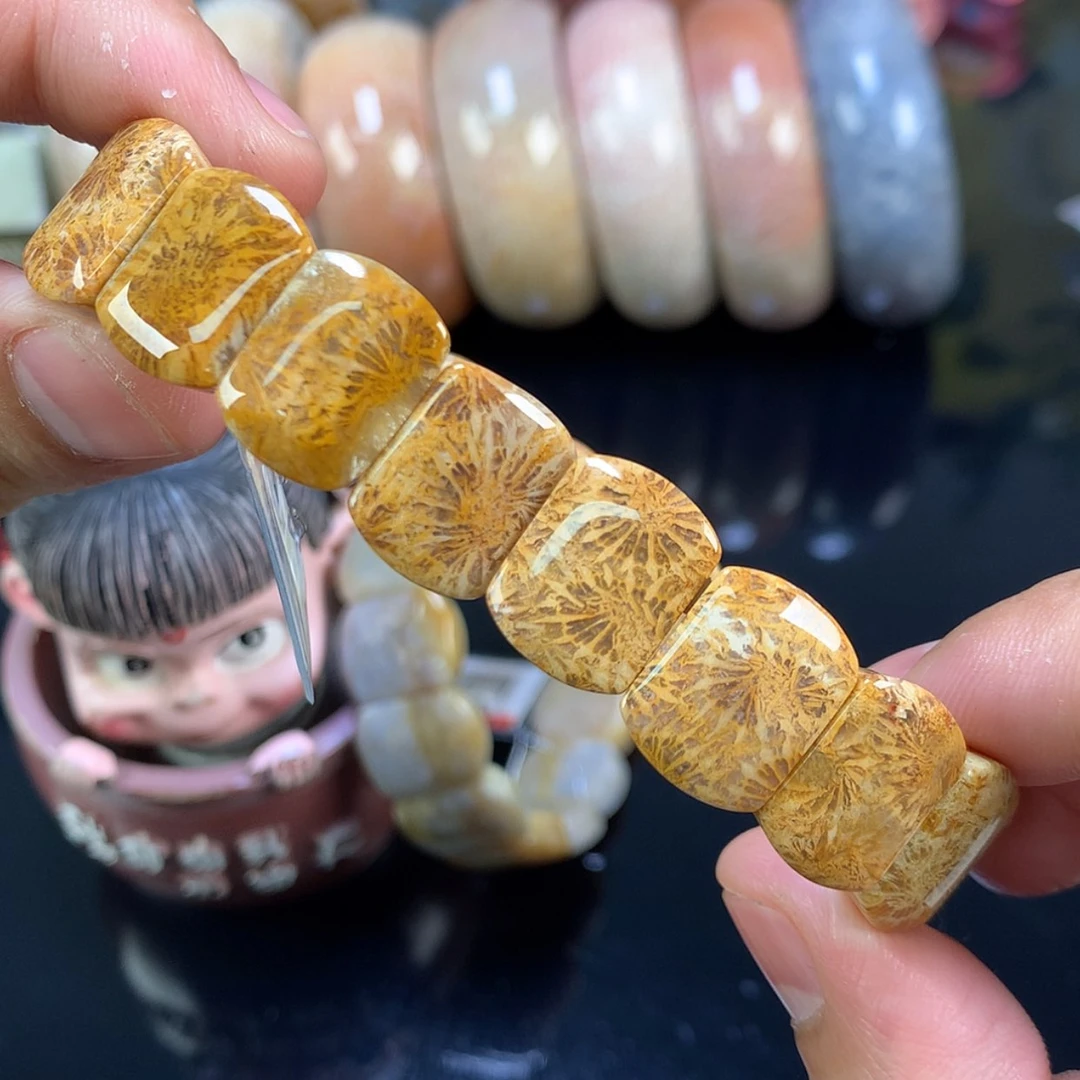 【闪购商品】颈饰未镶嵌硅化珊瑚（珊瑚玉）20号金黄色大花花