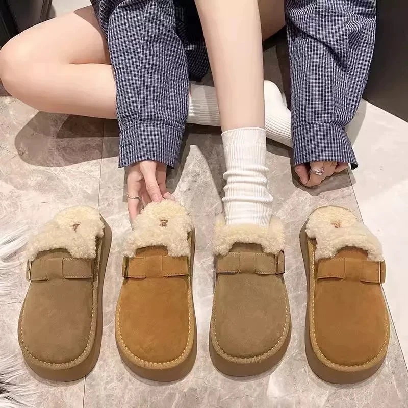 厚底纯色包头拖休闲韩版秋冬毛拖冬季159-53
