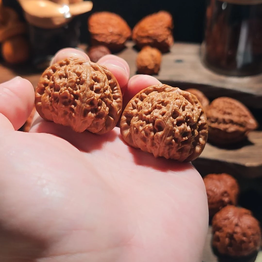 R***h文玩核桃把件43尺白狮子全品