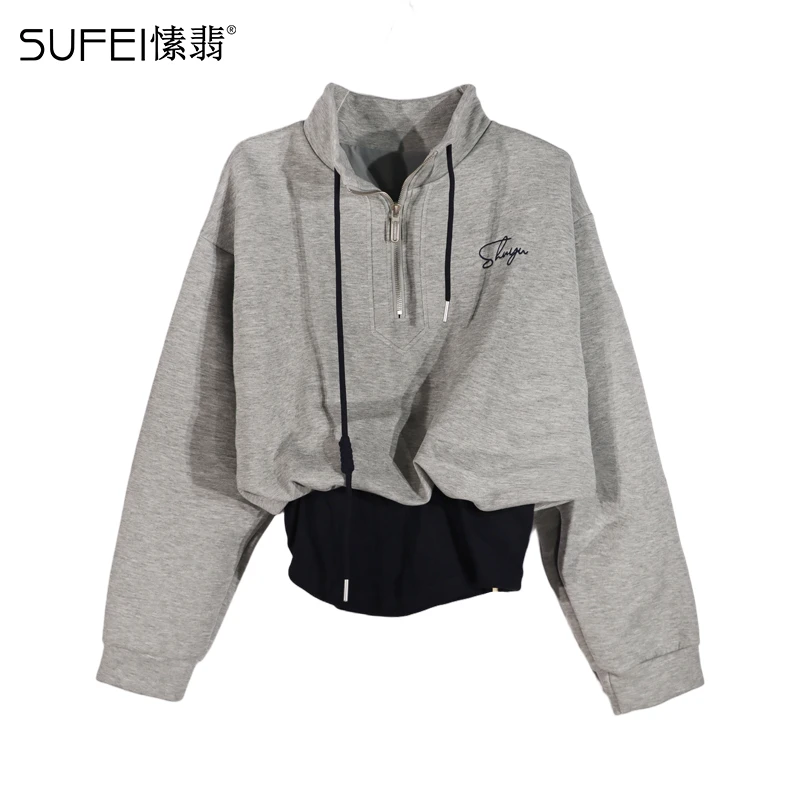 SUFEI/愫翡S53WY1159A 秋季新款简约拼接卫衣 1159