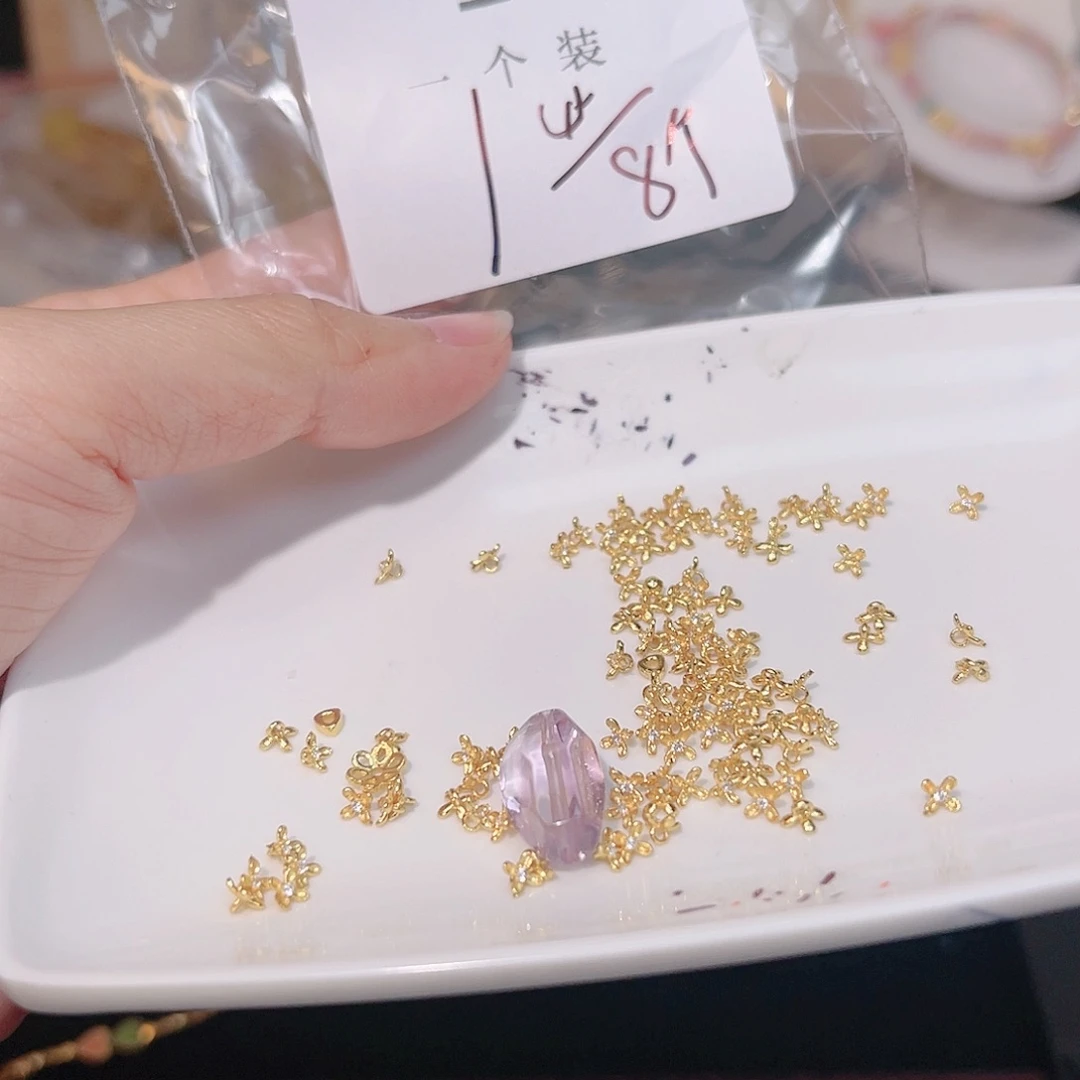 水晶珠宝半成品银S925镀金镶嵌130