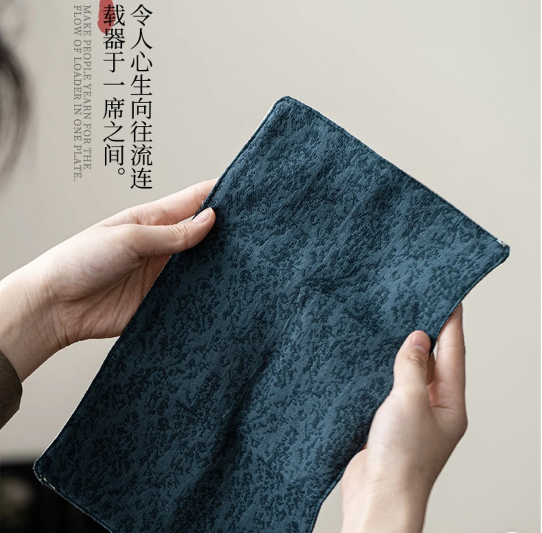 窑颜专属 湖蓝色 棉麻茶巾 长27厘米 宽16厘米
