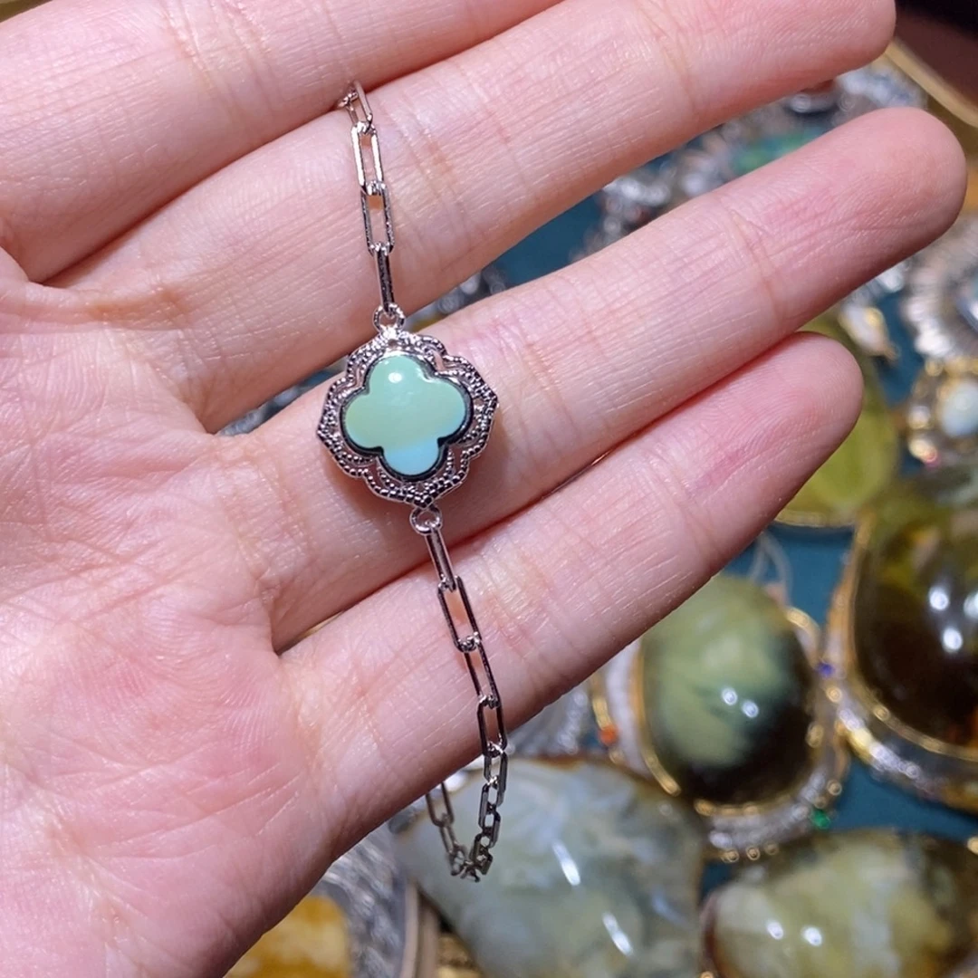 银S925镶嵌绿松石手链