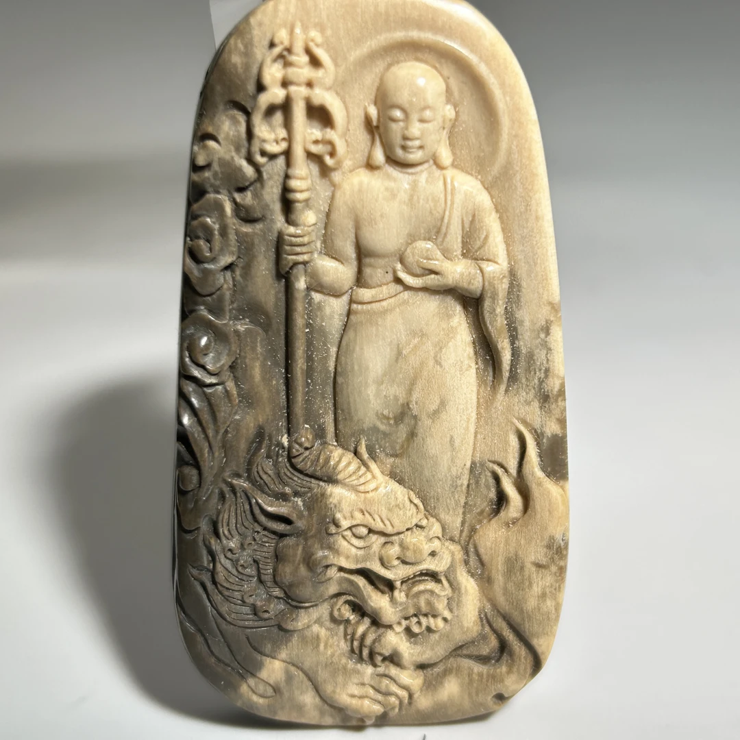 猛犸牙雕水墨地藏王吊坠68*36*9mm假一罚四X120