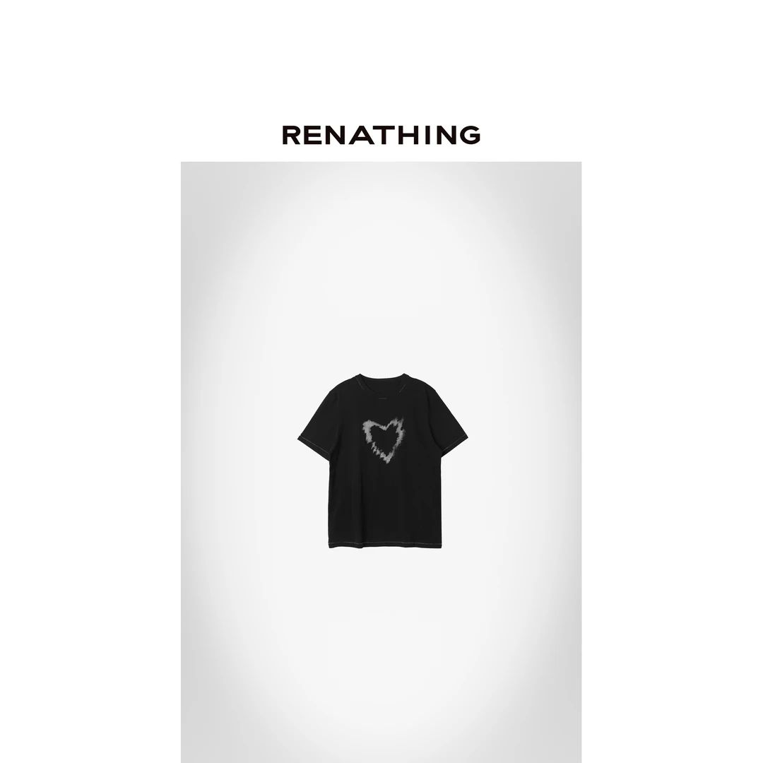 【RENATHING】圆领爱心印花T恤