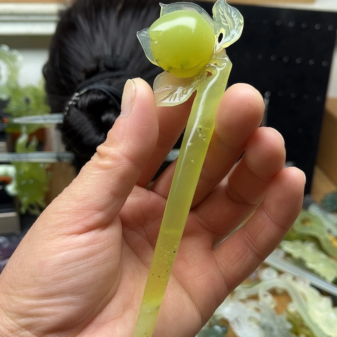 非金属天然岫玉发簪