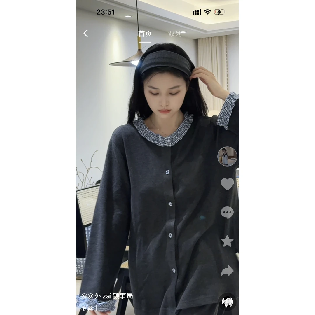 颜事局【罗桑】新款秋冬德绒睡衣女套装长袖长裤纯色宽松舒适家居服