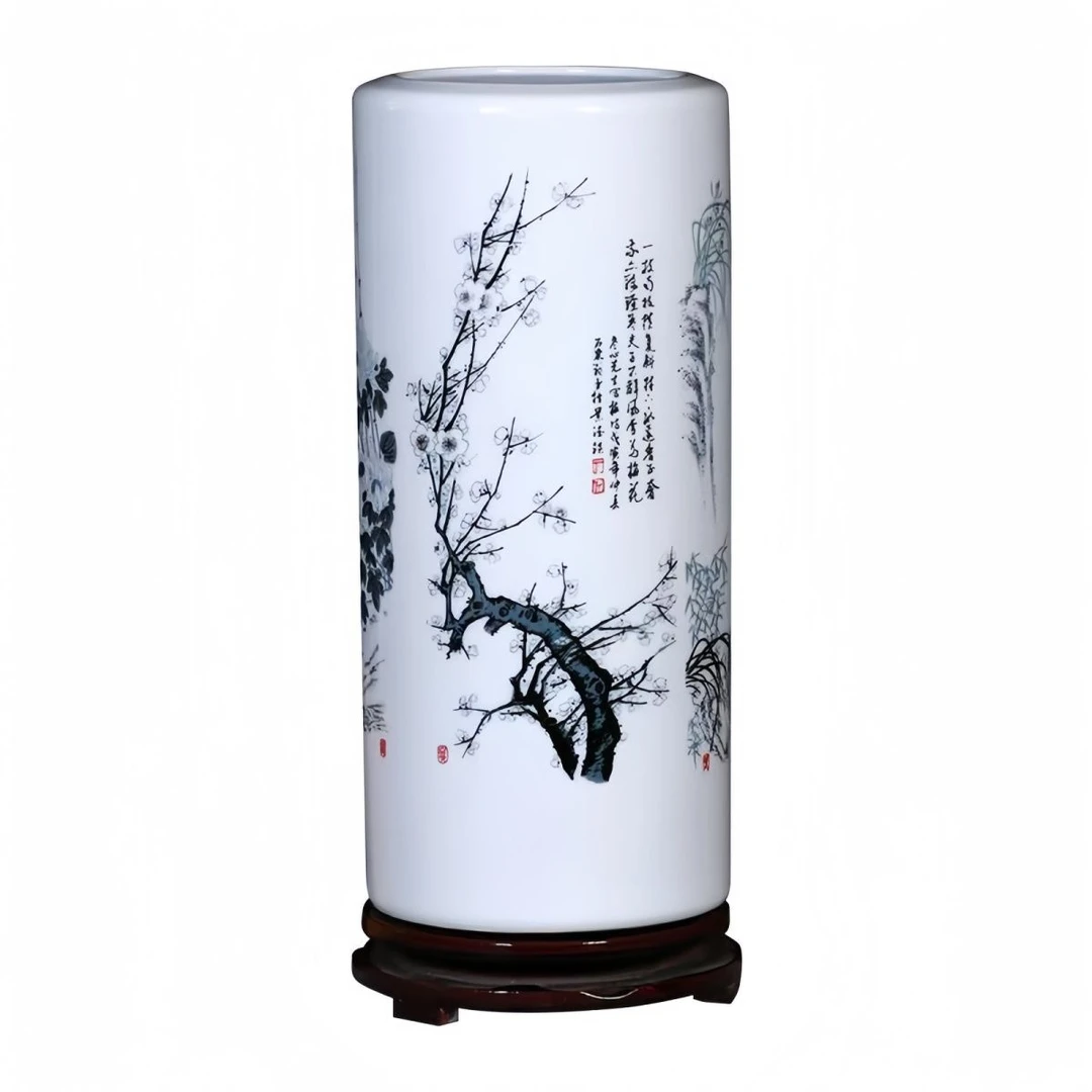 高档陶瓷中式水养竹子摆件客厅装饰品家用富贵竹花瓶插花景德镇