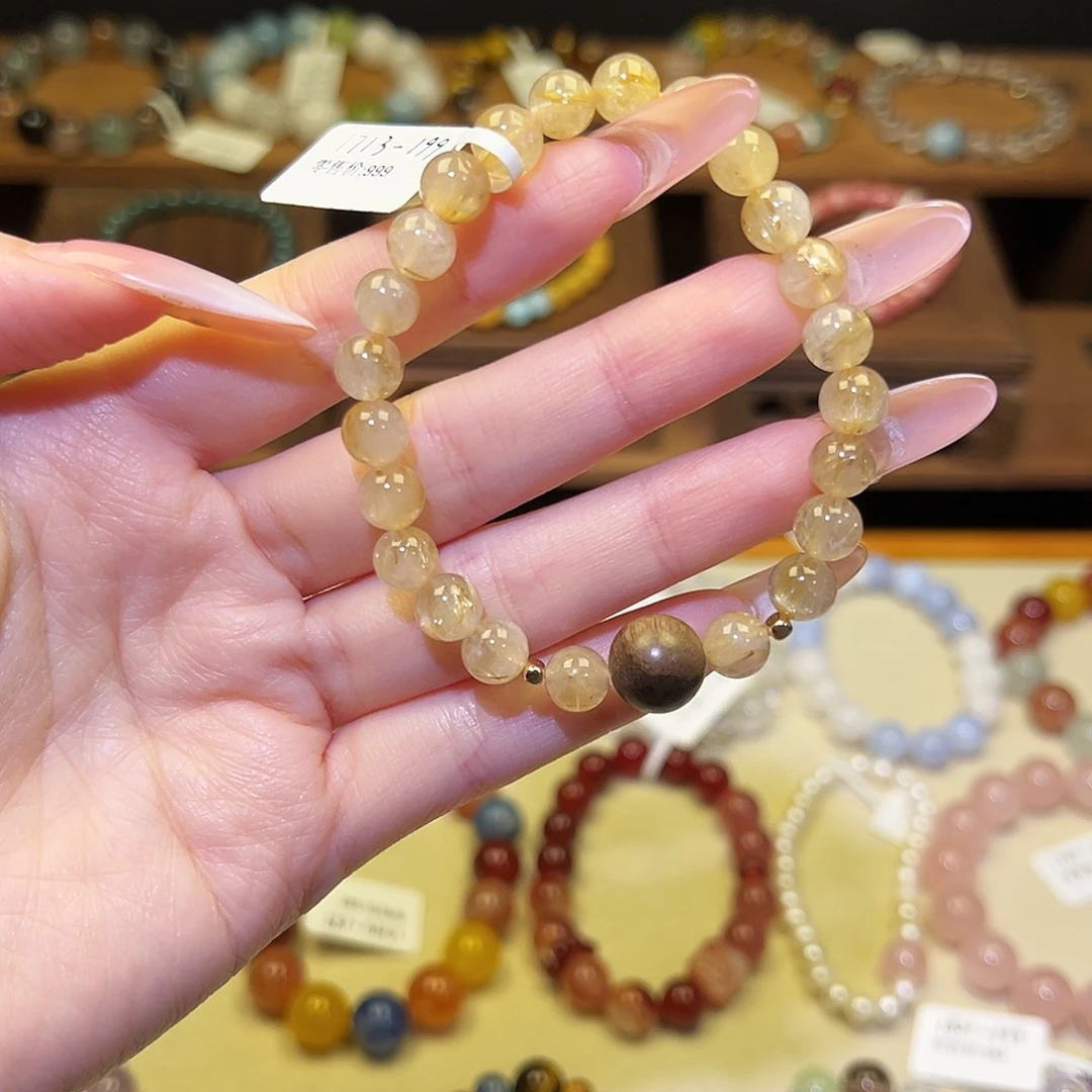 银S925镀金镶嵌手串水晶金发1713