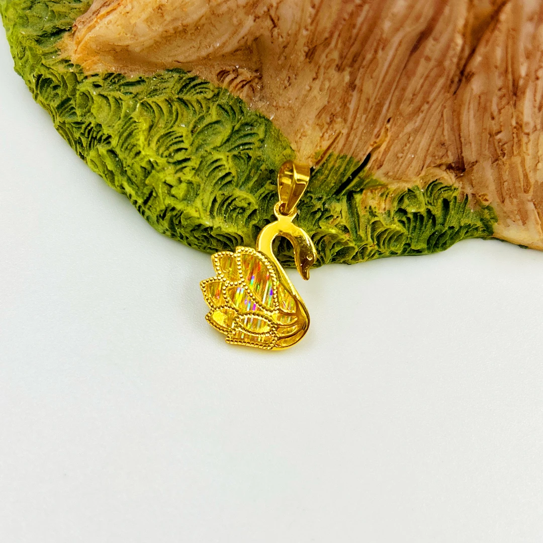 足金999 七彩天鹅吊坠 5G工艺黄金按克卖