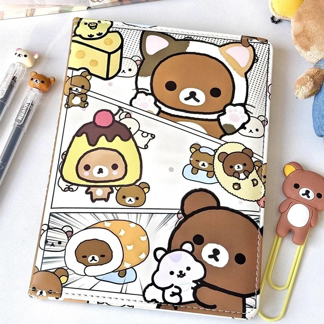 25新款轻松熊A5活页本皮质笔记本高颜值可爱卡通学生记事本日记本