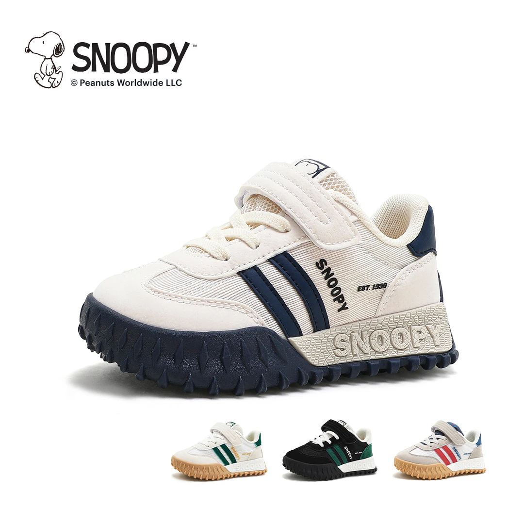 史努比童鞋儿童运动鞋秋季新款男女童跑步鞋中大童魔术贴防滑鞋子