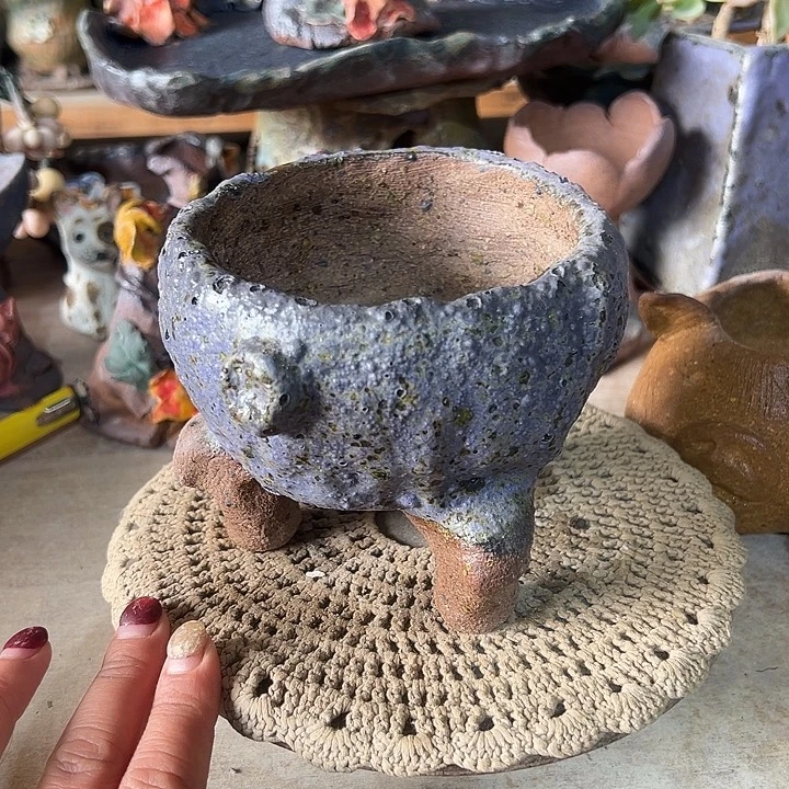 福利手工粗陶高温花器满58包邮