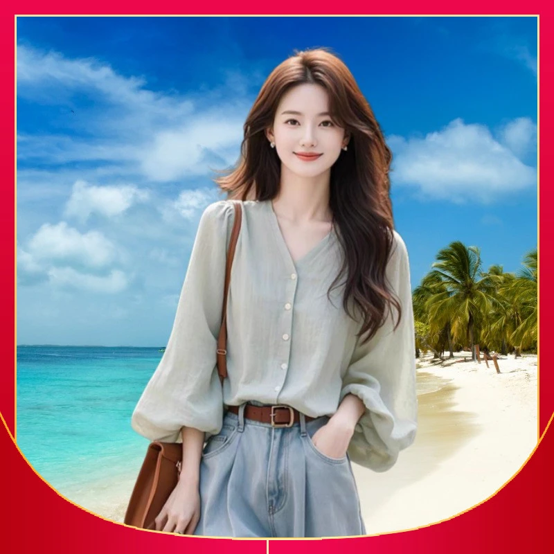 气质秋装衬衫上衣洋气新款爆款小众宽松衬衣显瘦女款小衫长袖女款