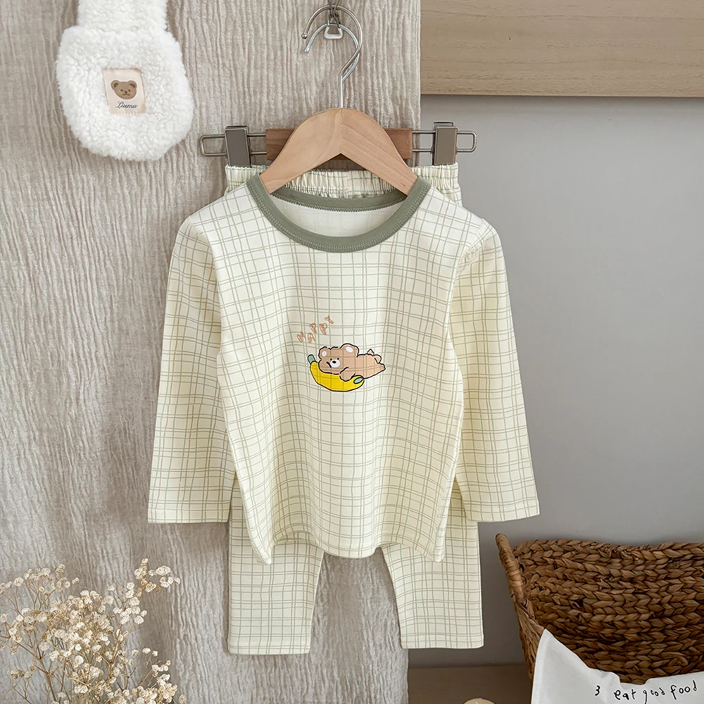 婴儿服男女宝宝莱卡棉无骨内衣套装儿童秋衣秋裤纯棉睡衣家居服春