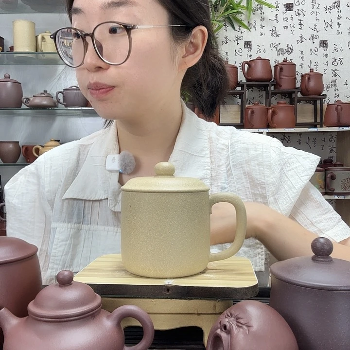 茶杯紫砂原矿本绿大墩墩办公杯没礼盒微瑕450CC左右