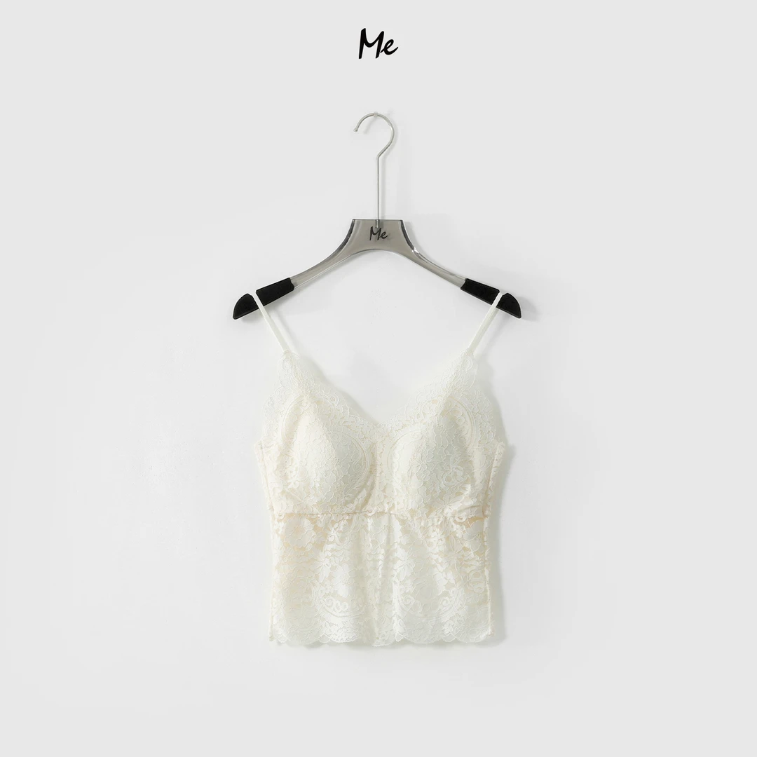 ME【纯欲蕾丝交叉美背 （含胸垫）】纯欲显瘦时尚吊带背心MESS5456