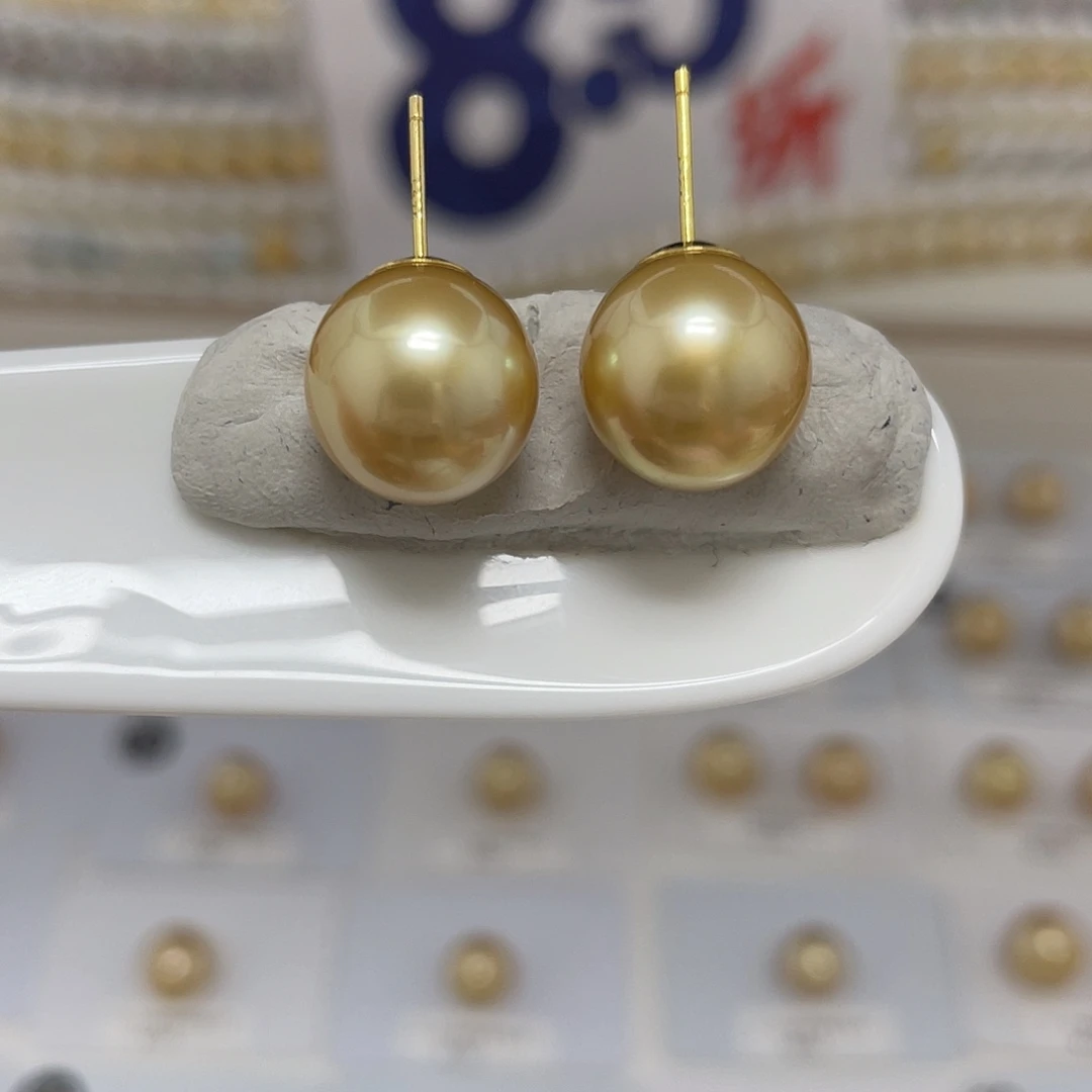 银S925镶嵌12-13金珠素钉海水珍珠