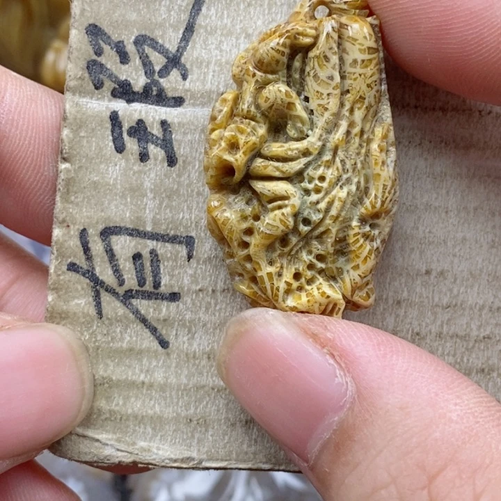 颈饰未镶嵌硅化珊瑚（珊瑚玉）一**子小