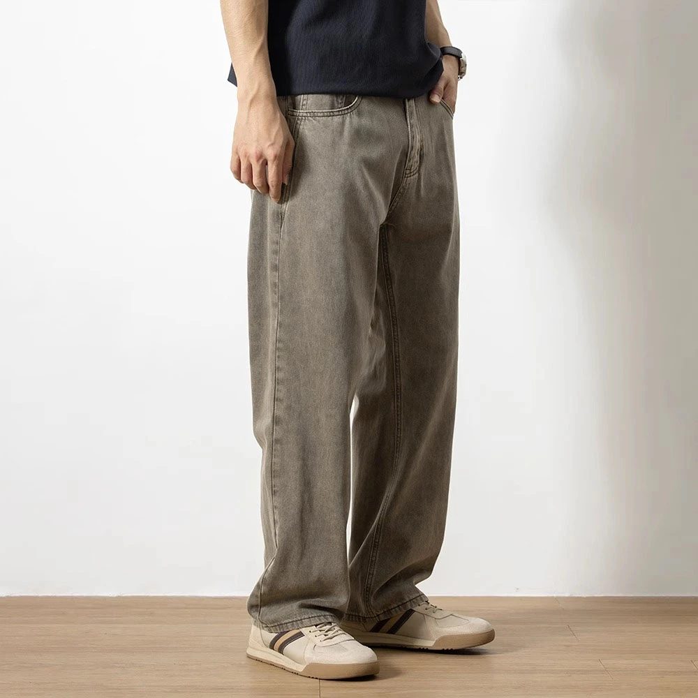 Cebrodz2025春夏新款直筒牛仔裤男美式高街垂感宽松休闲长裤