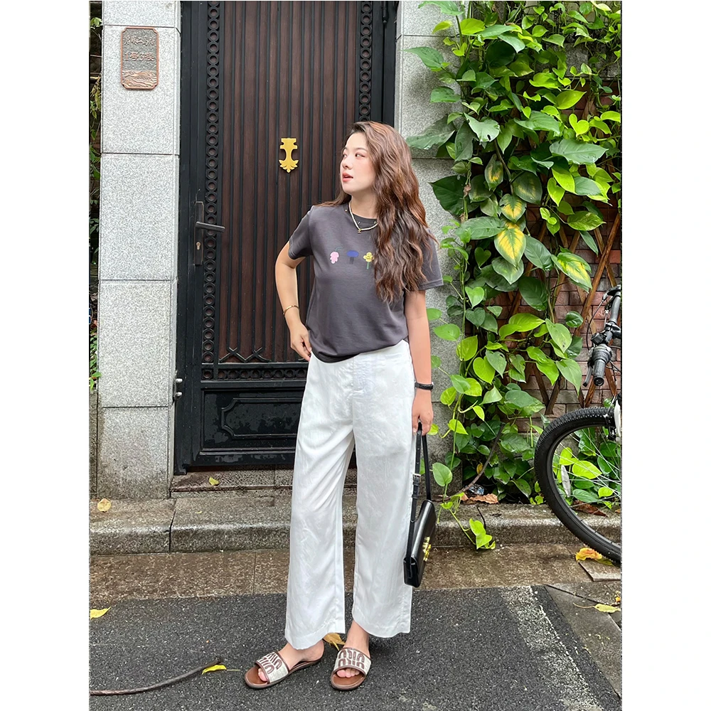 WenWen小个子2025夏季新款韩版瘦直休闲高腰九分裤4080