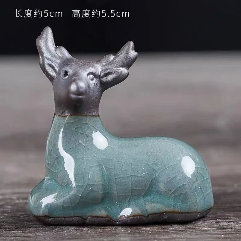 陶瓷哥窑小鹿摆件客厅桌面摆件