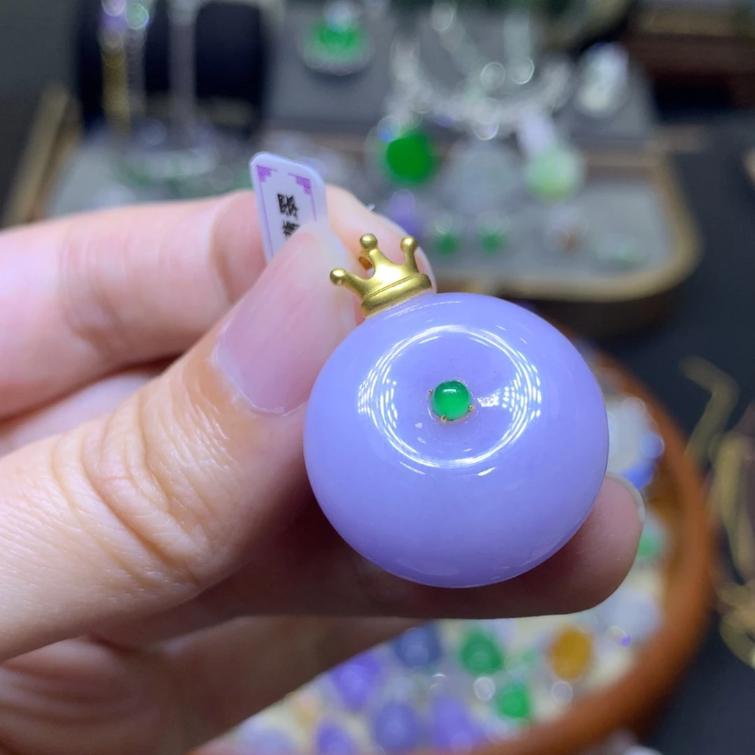 翡翠18K金镶嵌颈饰翡翠吊坠项链