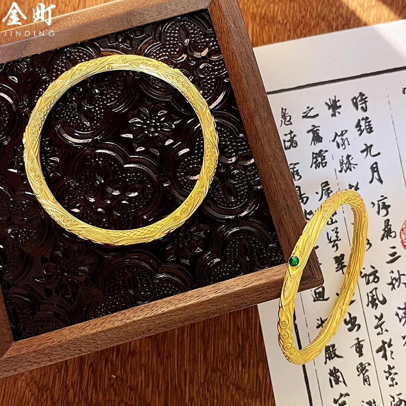 金町 足银手镯 国风哪吒同款乾坤圈手镯女款9999纯银新款实心古法