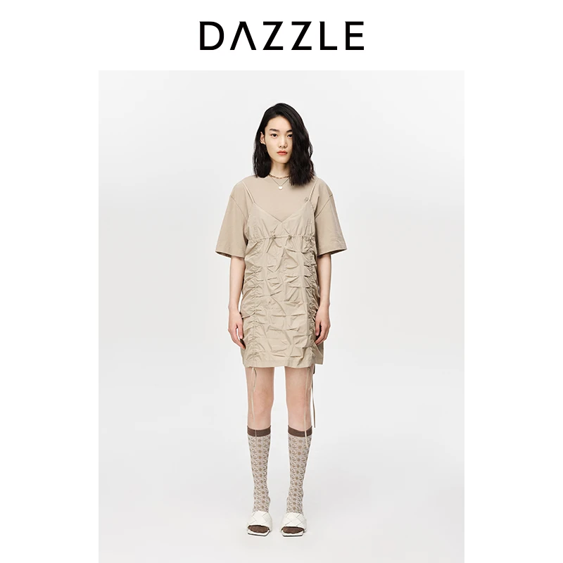 【精选】DAZZLE地素夏抽褶感T恤连衣裙套装2E2O492