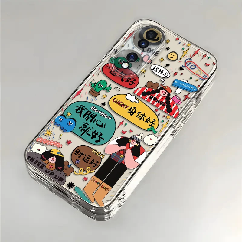 开心女孩适用荣耀70手机壳荣耀70Pro防摔plus全包硅胶保护套卡通