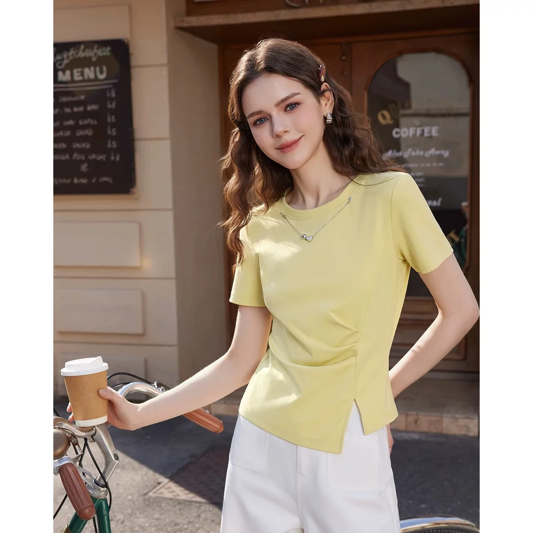 【直播间专用】拼接减龄风夏季法式通勤基础T恤设计感录音地雷系