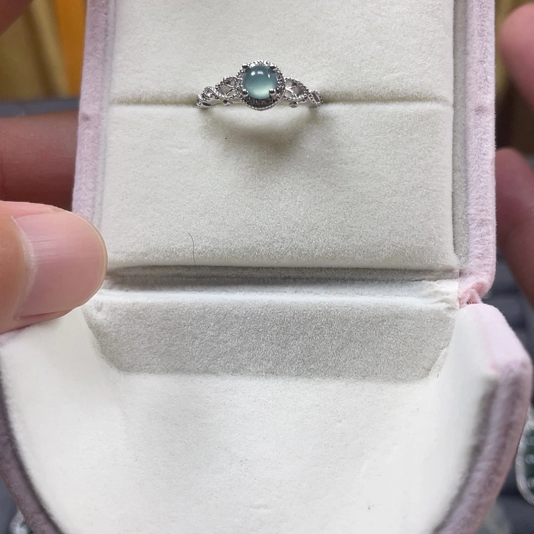 翡翠戒指银S925镶嵌多样性发一