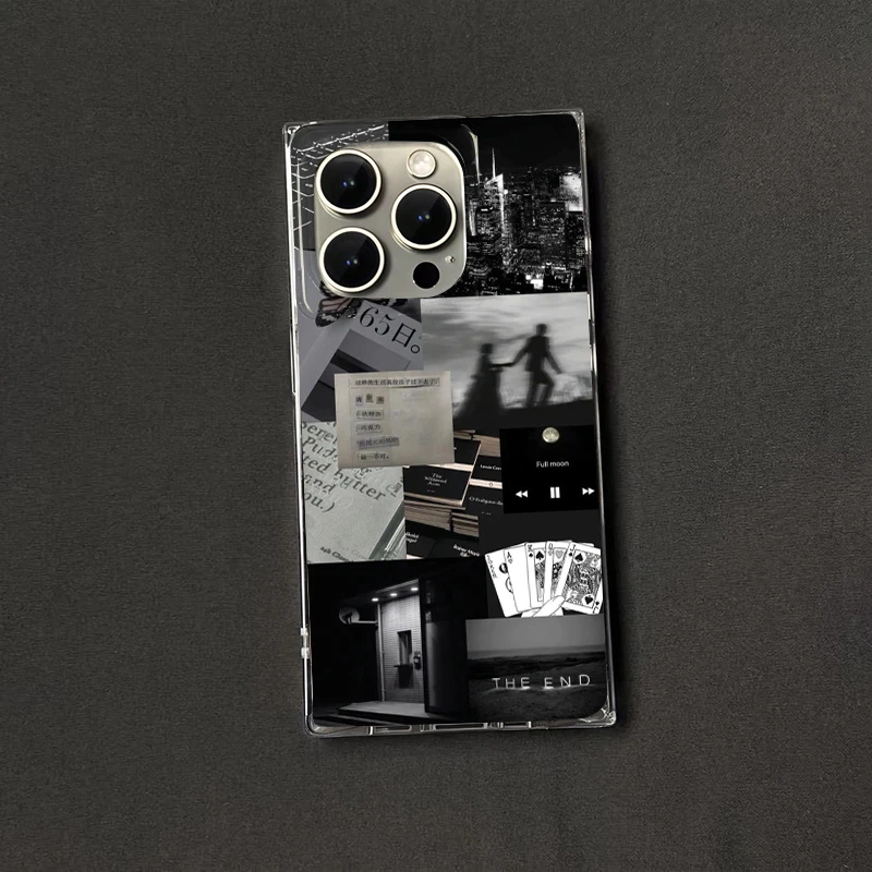 艺术生活碎片方块透明壳适用苹果16pro/15promax手机壳iPhone防摔