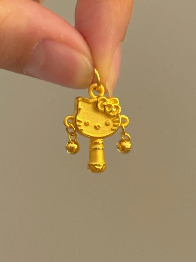 贝贝黄金 足金999 kt拨浪鼓 素金 吊坠 102