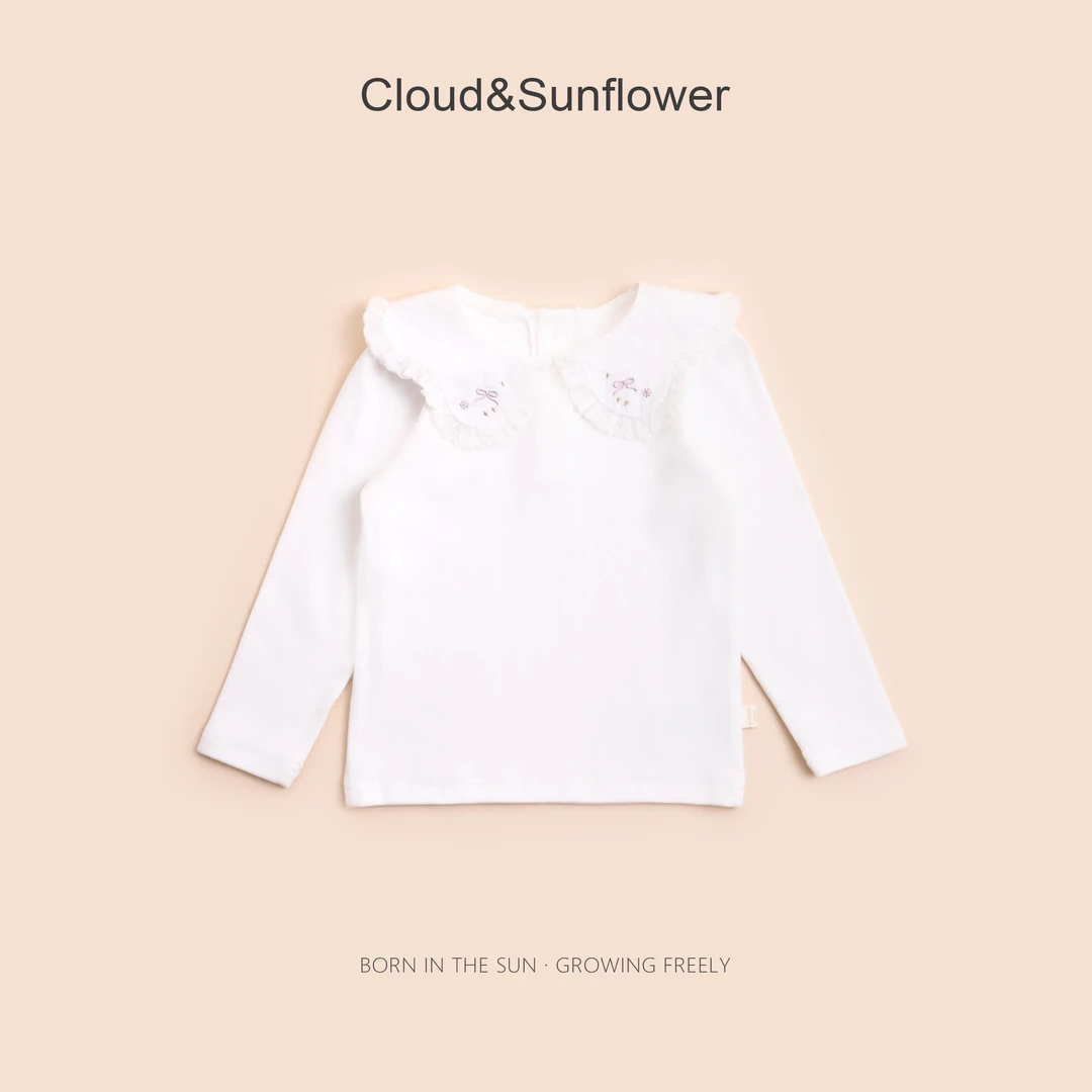 【云朵小葵】女童秋季开学季大翻领紫色蝴蝶结休闲打底衫1114456