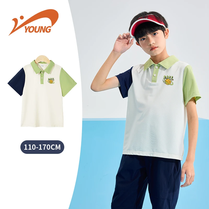 贵人鸟童装男童POLO衫中大童夏季凉爽运动衫薄款速干t恤撞色短袖
