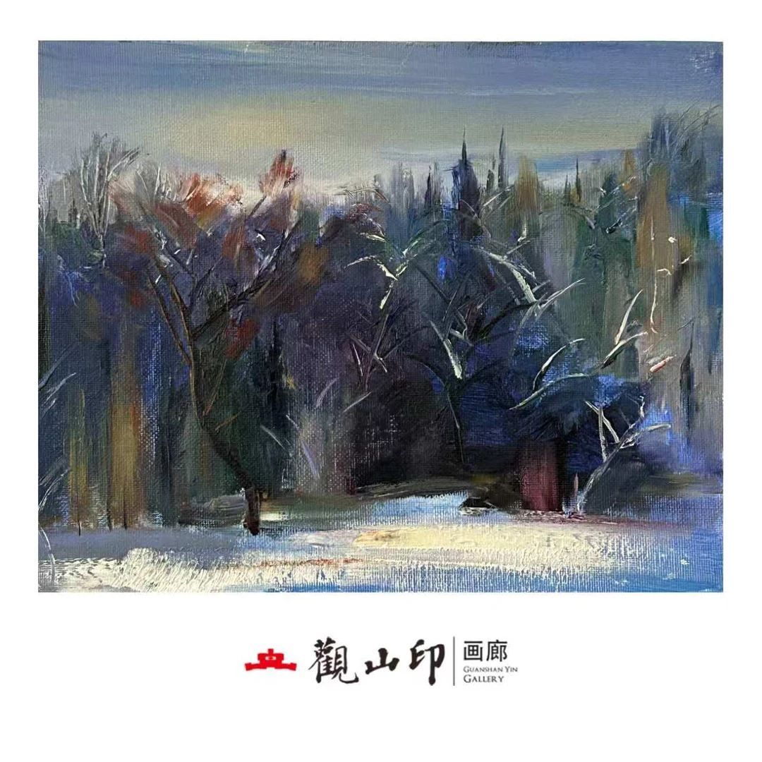 LFL原创手绘风景油画24x30cm丛林作品7202