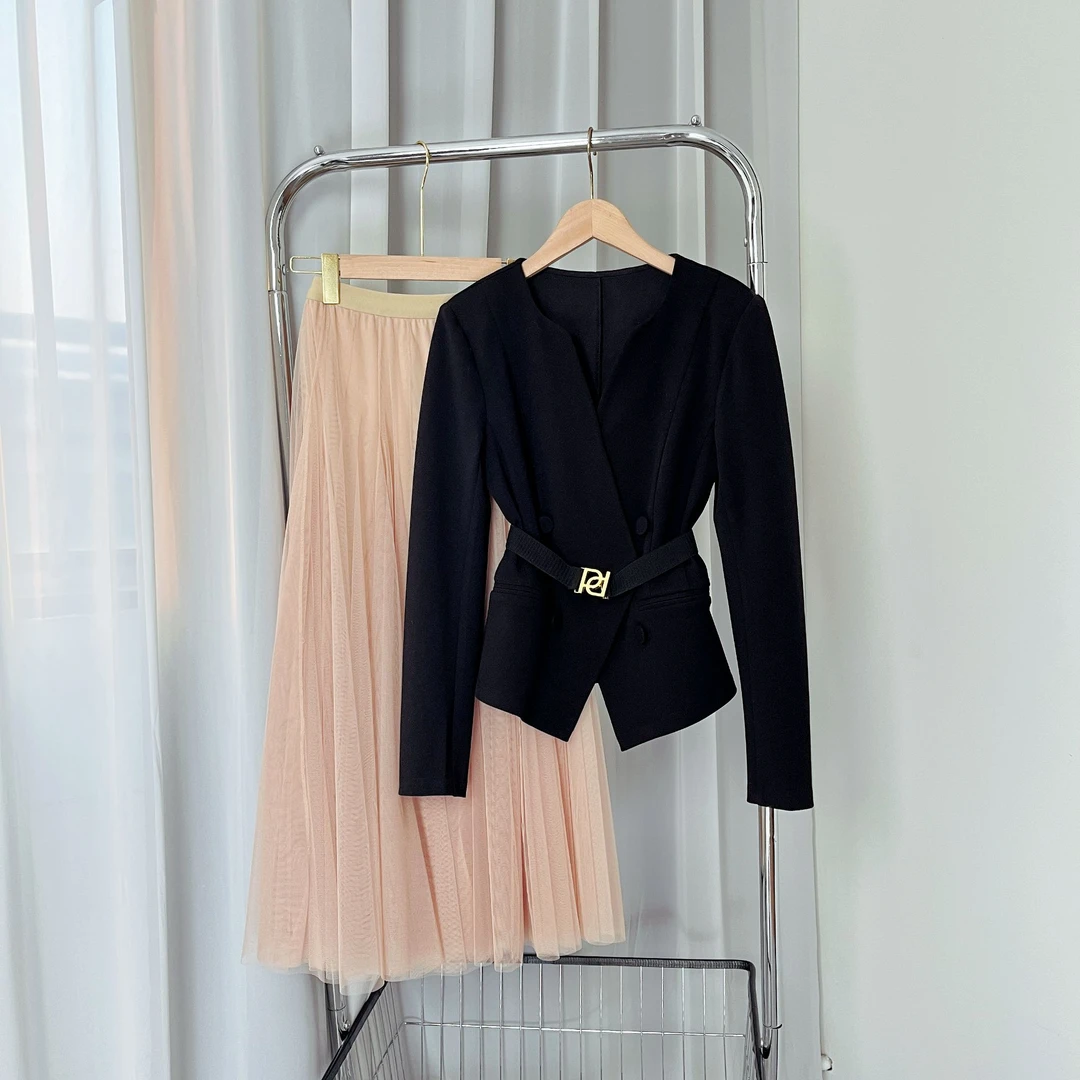 La Chapelle/拉夏贝尔2025秋新款气质显瘦时尚通勤半裙套装10300