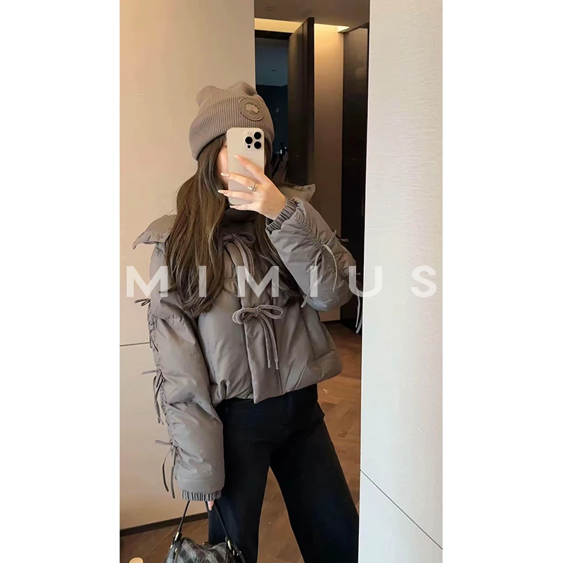 【mimius】U 可溯源三星安心羽绒蝴蝶结连帽保暖短款羽绒服 G10344